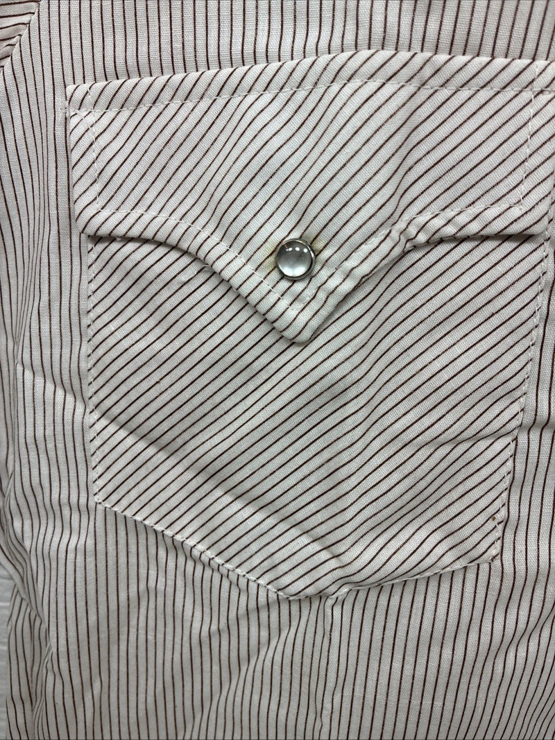 New Men’s Dickson Jenkins Brown stripe Short Sleeve Pearl Snap 14.5 Small AA-97