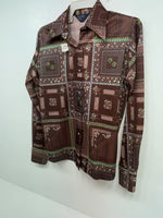 New Women’s Brown Floral Panhandle Slim Long Sleeve Button Up Shirt #3310 3B-57