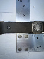 New Black Genuine Leather Nocona Silver Pendent 28” Belt #715 Z-175