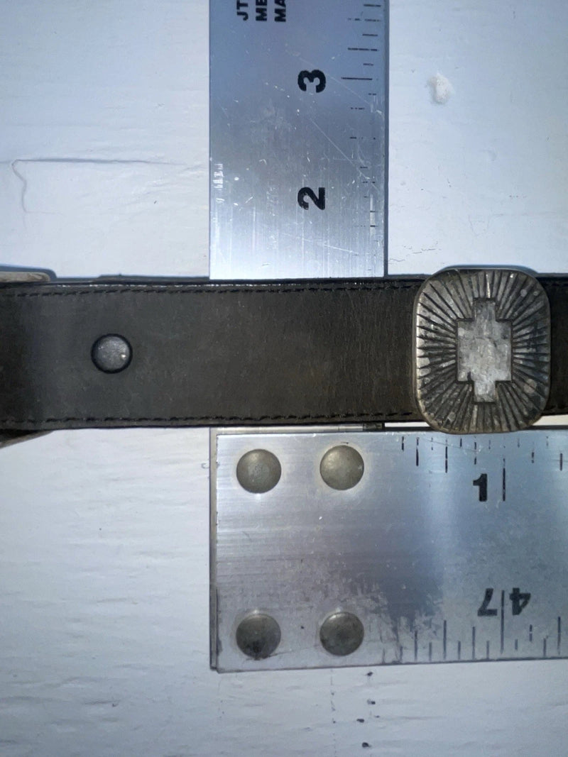 New Black Genuine Leather Nocona Silver Pendent 28” Belt #715 Z-175
