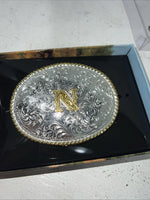 New Women’s Nocona Silver Gold “N” Belt Buckle. 37572-N A-110