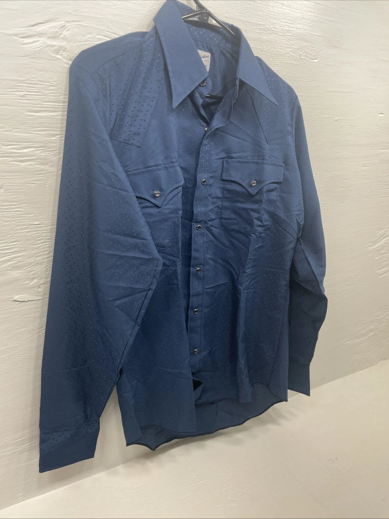 New Men’s Dickson Genkins Blue Long Sleeve Preal Snap 15 X 35 Medium B-125