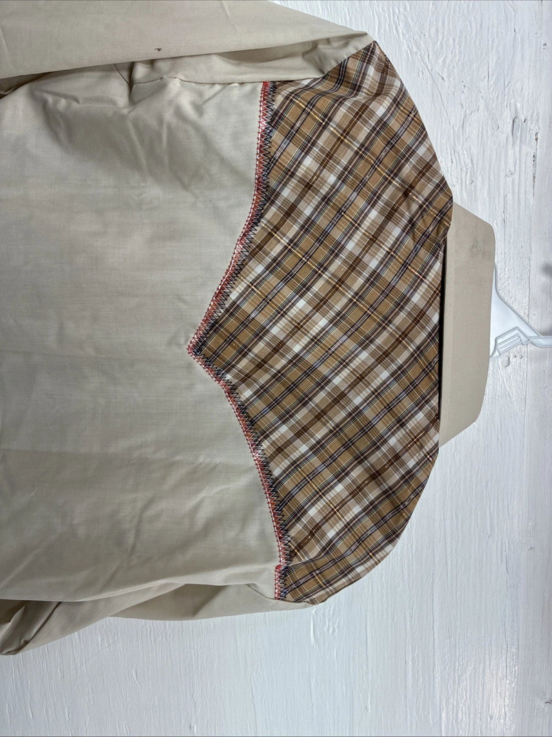New Men’s Champion Westerns Brown Plaid Long Sleeve Pearl Snap Medium O-25