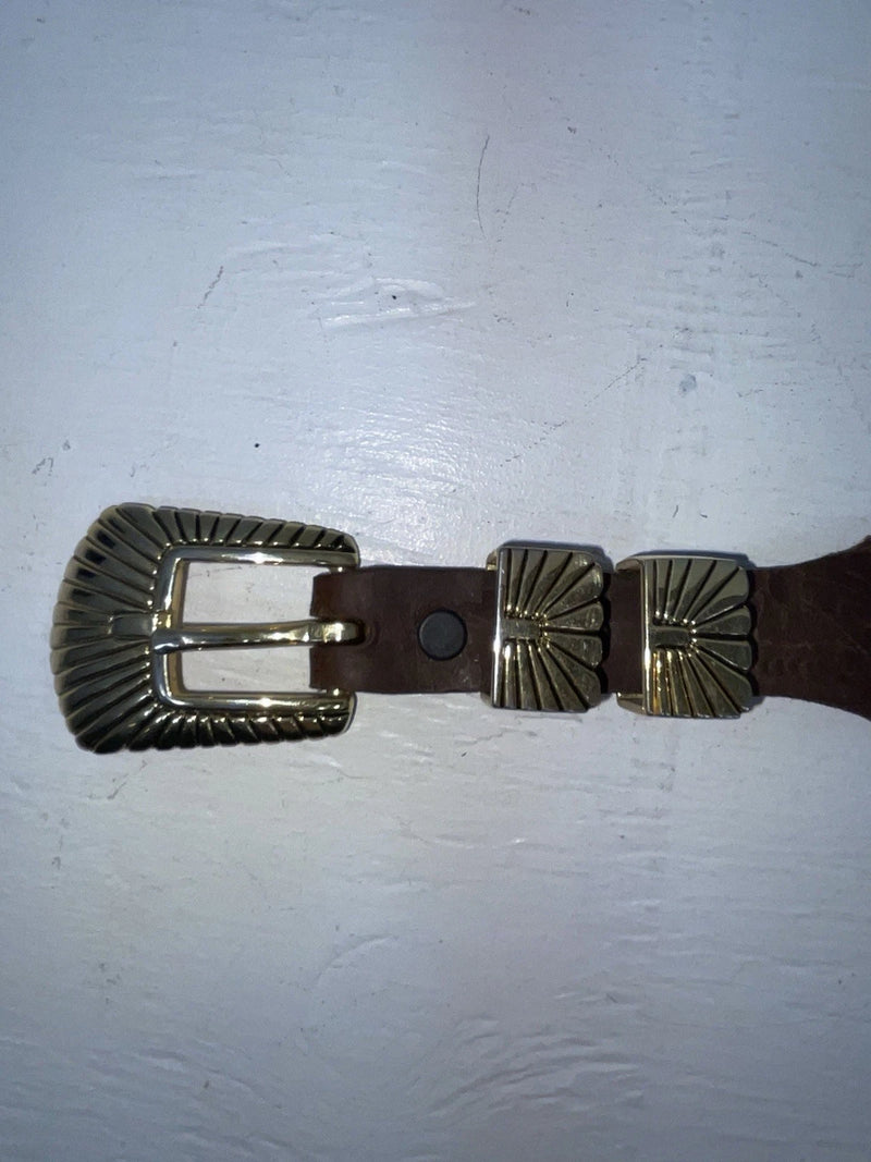 New Brown Genuine Leather Tooled 30” Belt #K4 JJ-141