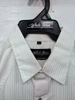 New Men’s White Horse White Stripe Design Long Sleeve Pearl Snap XL O-63
