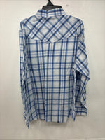 New Women’s Cumberland Blue Plaid Long Sleeve Pearl Snap XL GG-65