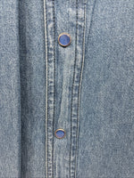 New Men’s Western Express Blue Jean Shirt Long Sleeve Pearl Snap 2XL H-25
