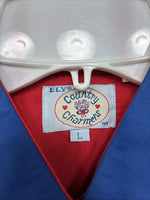 New Women’s Country Charmer Red Blue Long Sleeve Pearl Snap Large MM-65