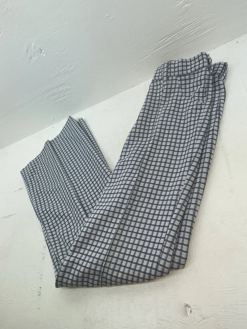 New Vintage Blue Checkered Polyester Pants #5450087 NN-153