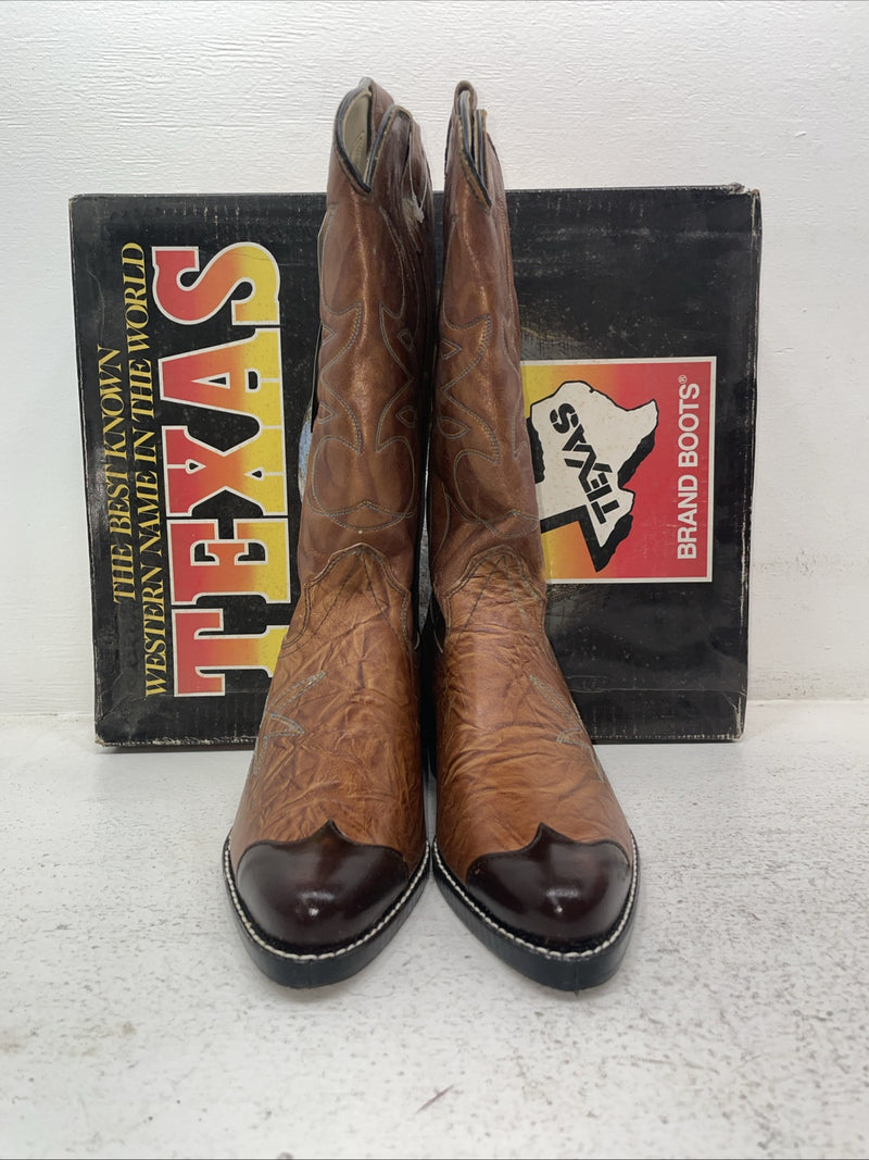 New Men’s Brown Texas Brand Cowboy Boots. 1081 9.5 9 1/2 D. 4-69