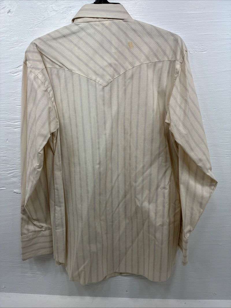 New Men’s Champion Western Yellow Stripe Long Sleeve Pearl Snap XL H-84