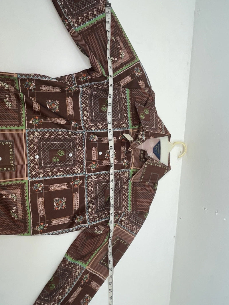 New Women’s Brown Floral Panhandle Slim Long Sleeve Button Up Shirt #3310 3B-57