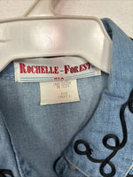 New Women’s Rochelle Forest Blue Jean Long Sleeve Button Up Small LL-33