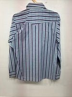 New Women’s Ranch Purple Blue Stripe Long Sleeve Pearl Snap Size 36 MM-19