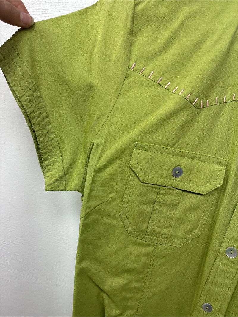 New Women’s Gordon James Green Short Sleeve Button Up Large KK-75
