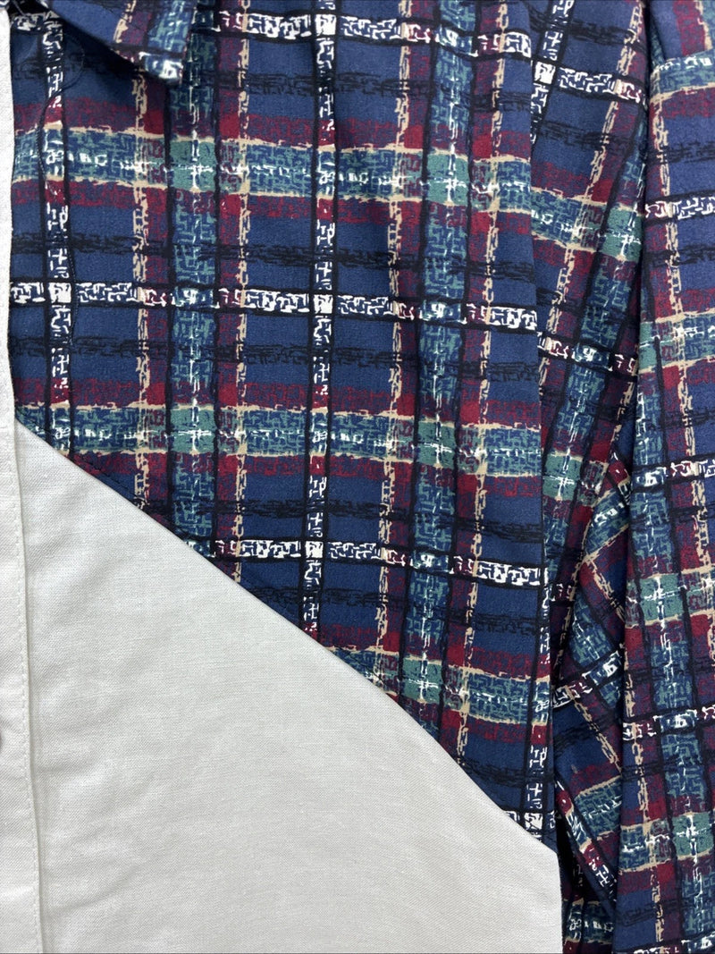 New Men’s Cowboy Threads White Multiple Color Long Sleeve Button Up Medium K-21