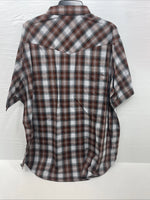 New Men’s ELY Cattleman Orange Short Sleeve Pearl Snap 3XL E-28  