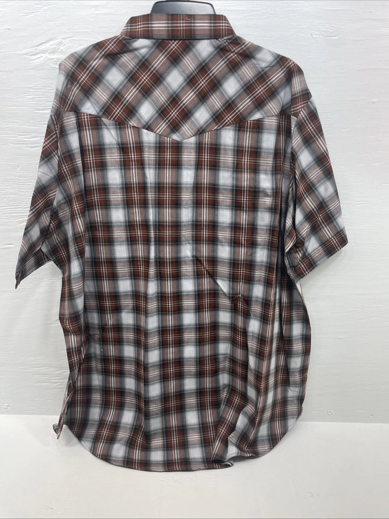 New Men’s ELY Cattleman Orange Short Sleeve Pearl Snap 3XL E-28  