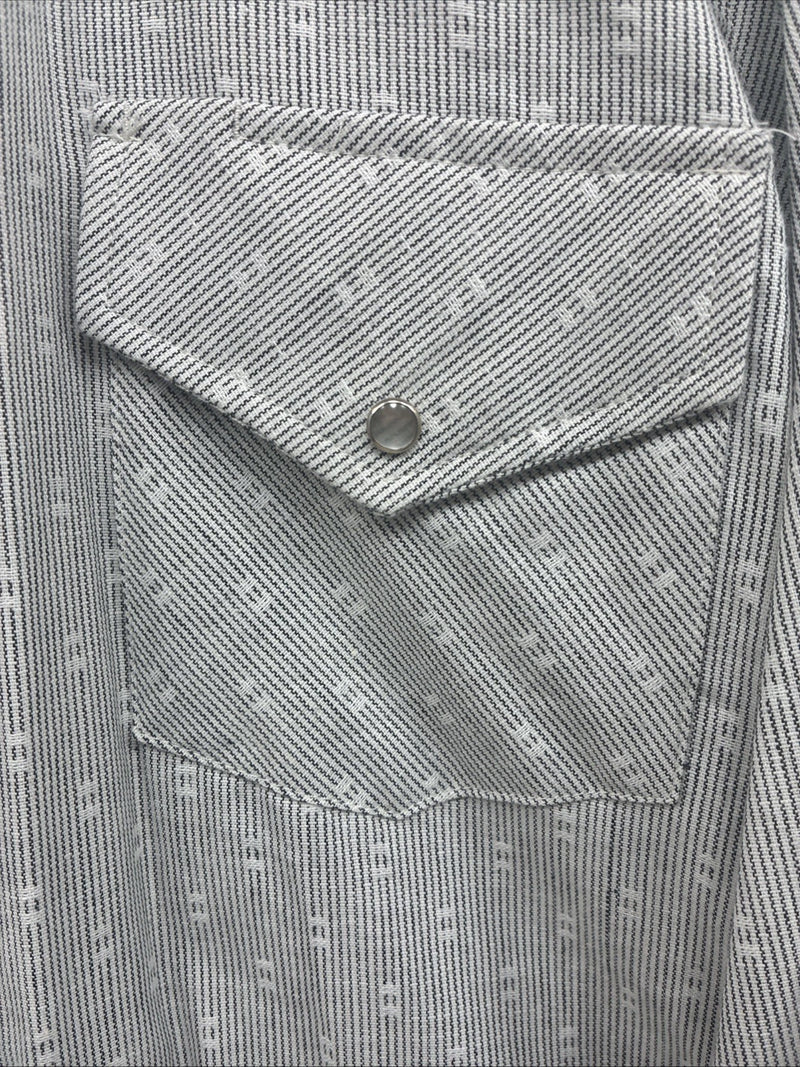 New Men’s Champion Western Gray Long Sleeve Pearl Snap Shirt 15.5 Medium V-60
