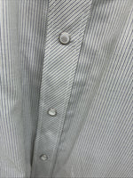 New Men’s White Horse Gray Strip Long Sleeve Pearl Snap 3XL E-61