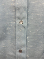 New Men’s DR Westerns Baby Blue Designed Long Sleeve Pearl Snap 10 Small J-50