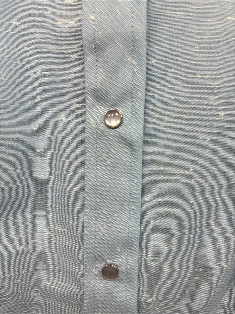 New Men’s DR Westerns Baby Blue Designed Long Sleeve Pearl Snap 10 Small J-50