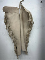 New Children’s Tan Congress Leather Show Chaps Fringe Adjustable Waist 21” I-67