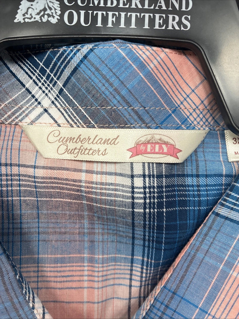 New Women’s Cumberland Pink Blue Plaid Long Sleeve Pearl Snap 3XL GG-47