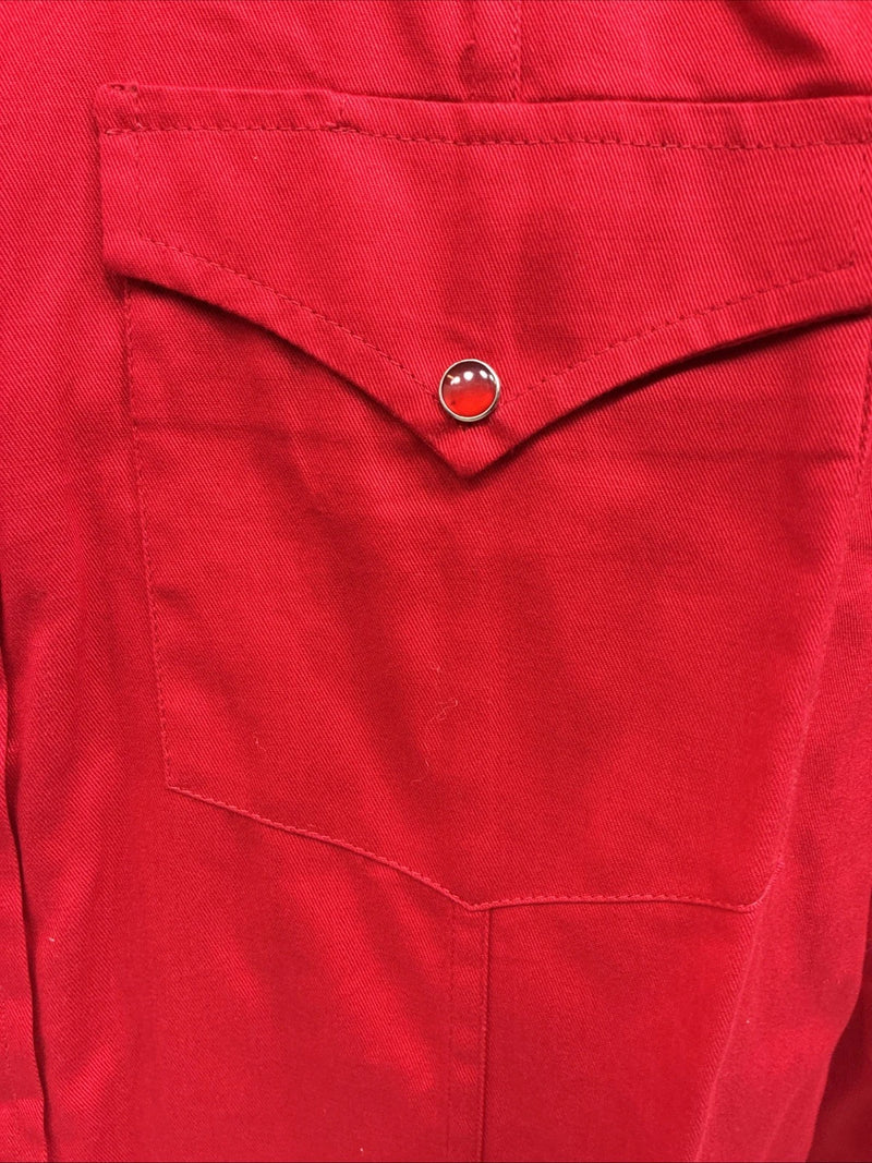 New Men’s Western Express Western Red Long Sleeve Pearl Snap Large V-50