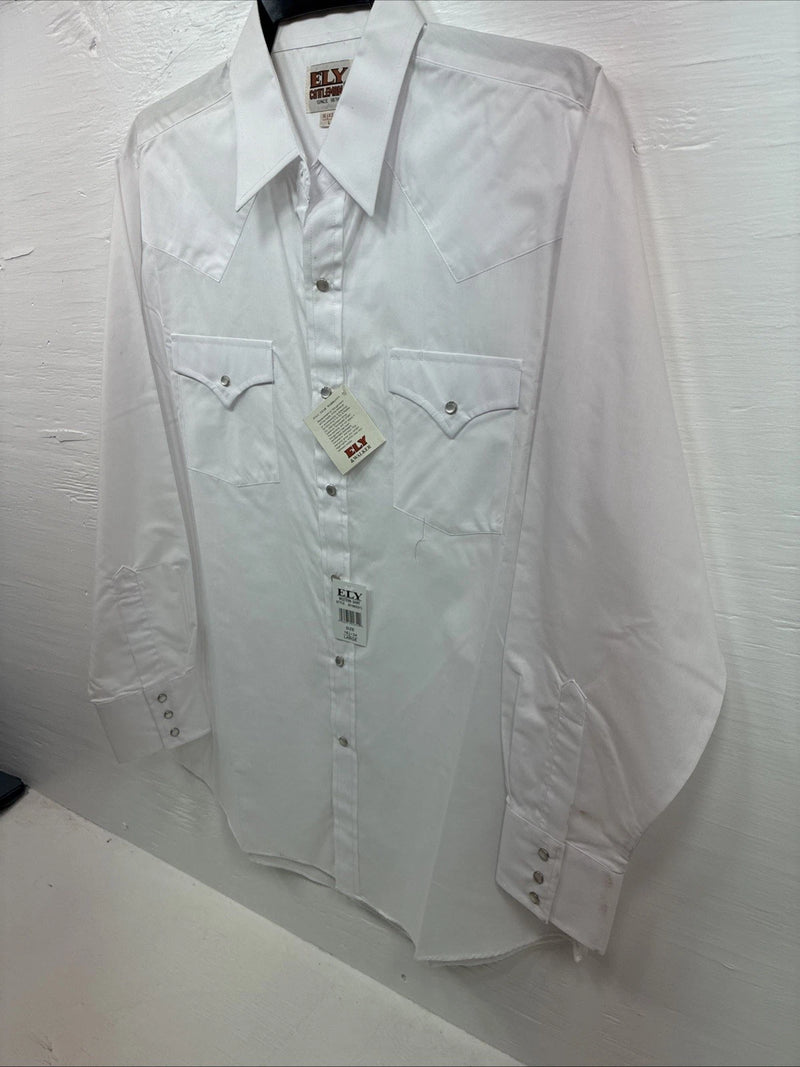 Me Women’s ELY Cattleman White Long Sleeve Pearl Snap 16.5 X 34 Large X-43
