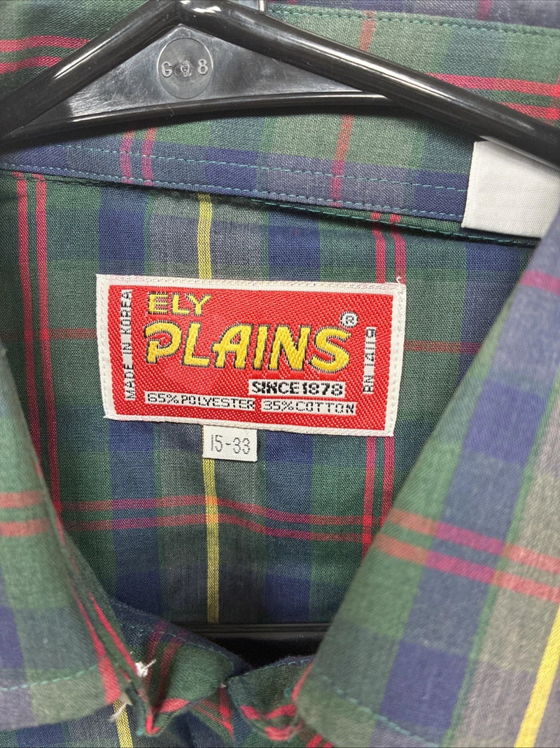 New Men’s ELY Plains Green Multicolor Plaid Long Sleeve Pearl Snap Medium M-63
