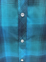 New Girls Cumberland Blue Plaid Long Sleeve Pearl Snap Size 2XL CC-120
