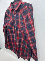 New Men’s ELY Plains Red Plaid Long Sleeve Pearl Snap 16  X 34 Large M-34