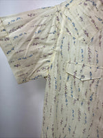 New Women’s White Horse Yellow Floral Short Sleeve Pearl Snap Medium II-97