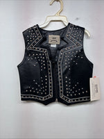 New Women’s 1848 RanchWear Black Rhinestone Sleeveless Vest Zip Up XS YY-38