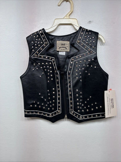 New Women’s 1848 RanchWear Black Rhinestone Sleeveless Vest Zip Up XS YY-38