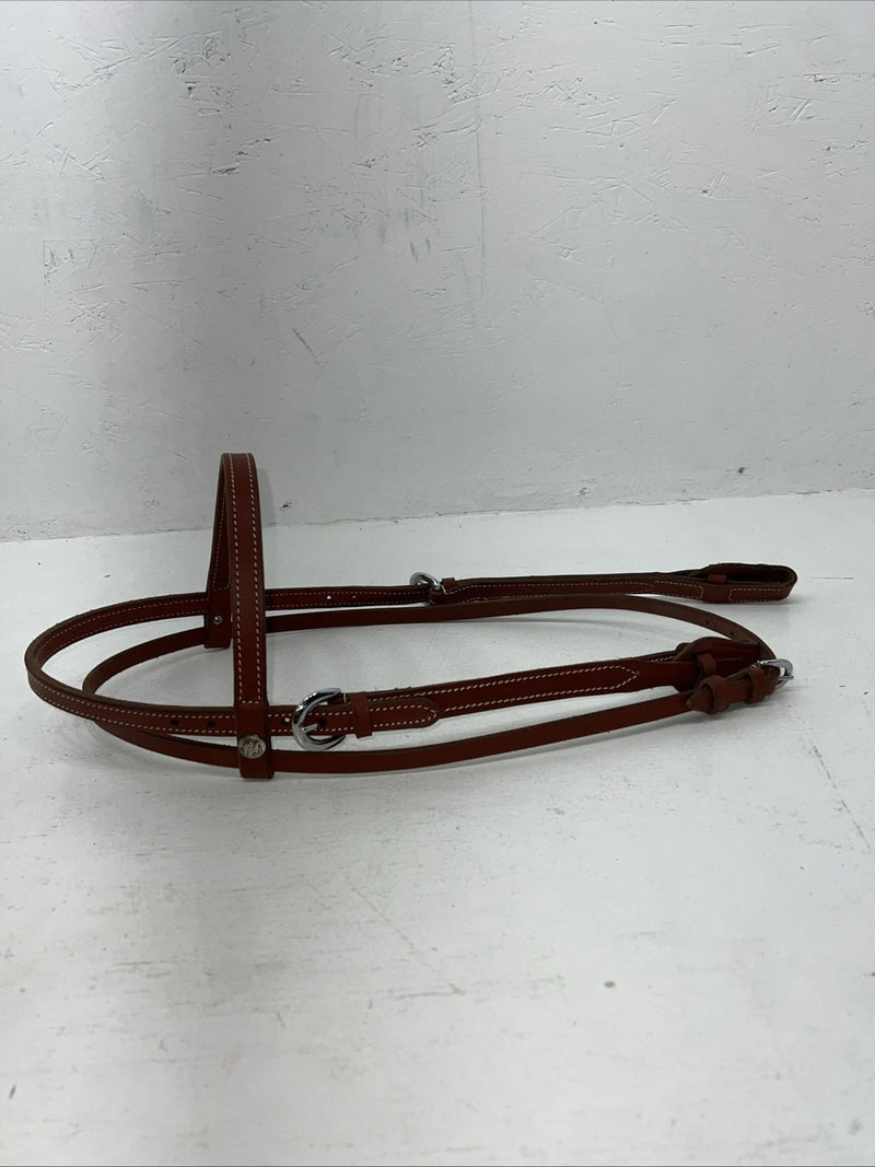 New Leather Trainer Dark Oil Browband Headstall Silver Buckles S-60