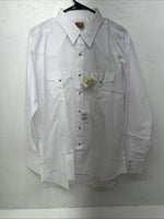 New Men’s White ELY Cattleman Long Sleeve Pearl Snap Shirt. 17x35 XL S-2