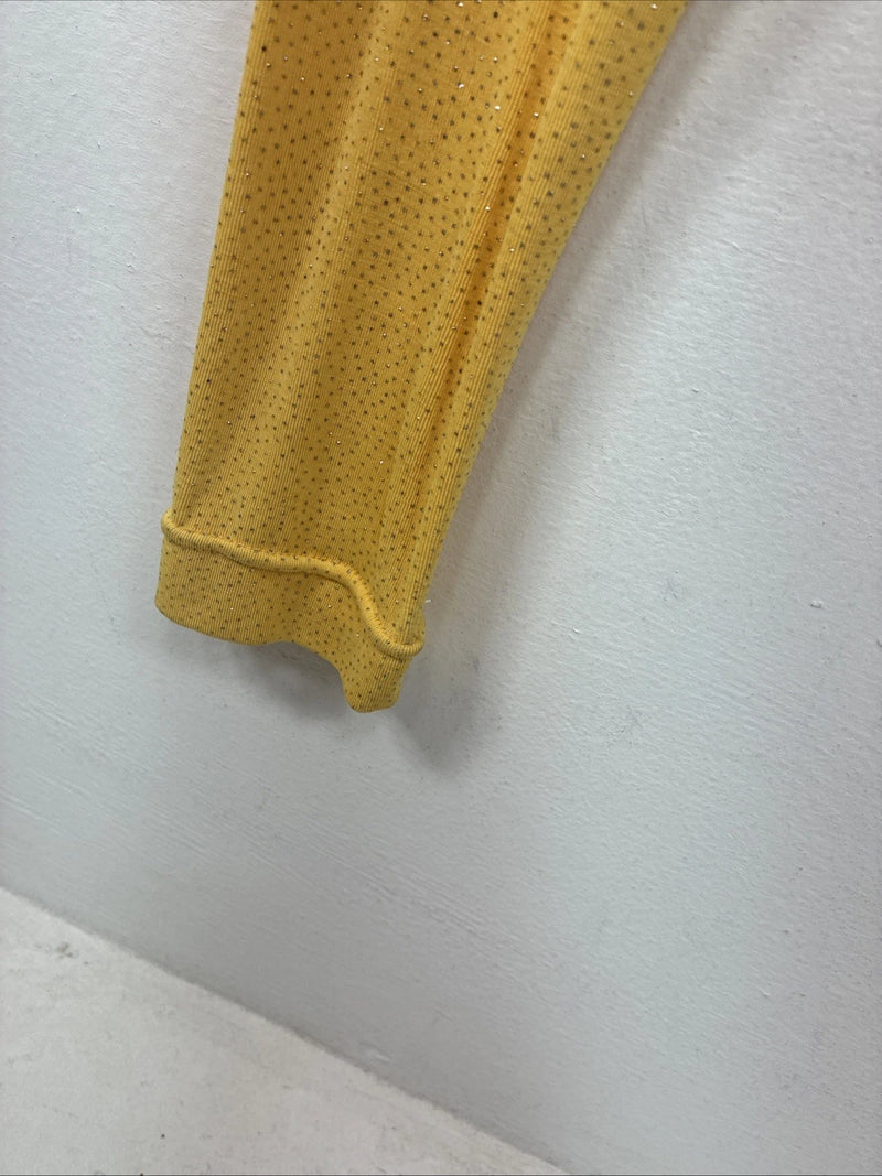 New Dressed To Win Yellow Half Zip Long Sleeve Showing Bodysuit Medium TT-43