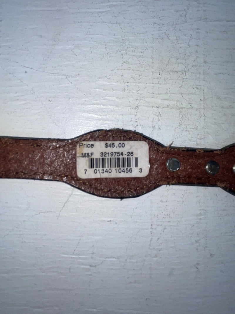 New Brown Genuine Leather M&F Silver Pendent 26” Belt #3219754 NN-35