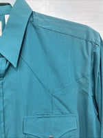 New Men’s ELY Cattleman Teal Western Long Sleeve Pearl Snap 16.5 X 35 Large T-59