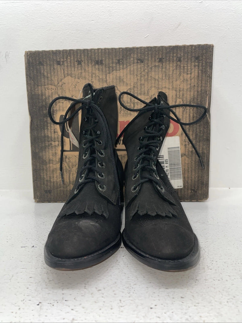New Women’s Black Lace Up Laredo Cowboy Boots. 28-9178 8.5 8 1/2 M. 15-26