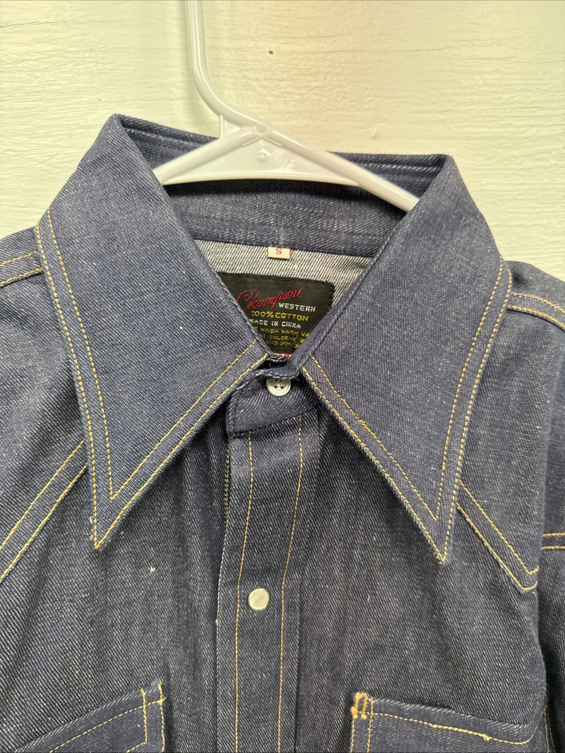 New Men’s Champion Western Jean long sleeve pearl snap small B-65