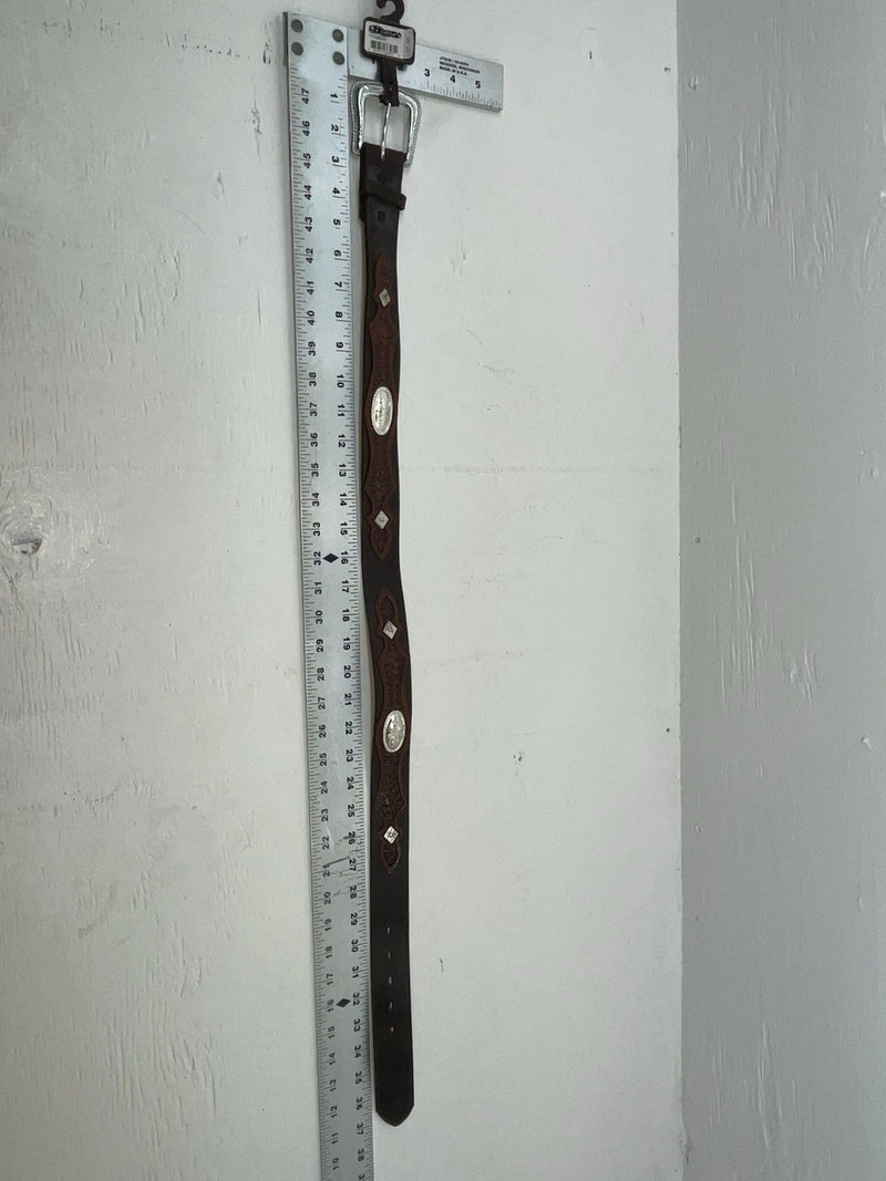 New Brown Genuine Leather Nocona Pendent And Tooled 30” Belt #1110202 JJ-27