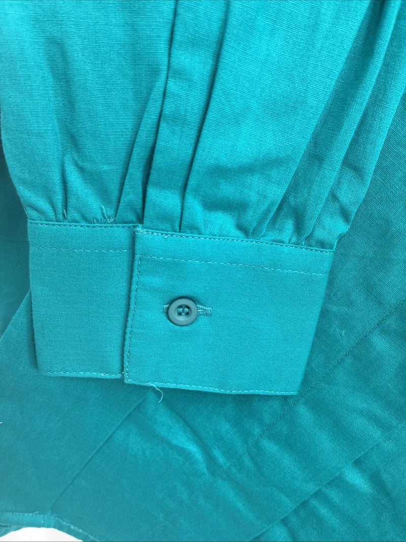 New Men’s Wrangler Teal Western Design Long Sleeve Cover Button Up Small J-49