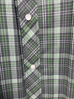 New Kids White Horse Green Plaid Long Sleeve Pearl Snap XL DD-59 