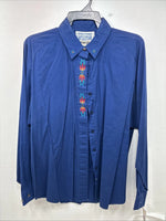 New Womens Wrangler Blue Designed Long Sleeve Button Up Large II-86