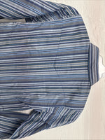 New Kids ELY Classic Blue Stripe Long Sleeve Button Up Small CC-97