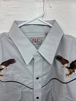 New Men’s ELY Diamond Gray Eagle Design Long Sleeve Pearl Snap Large CC-64