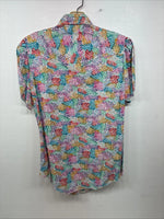 New Women’s H Bar C Multicolor Design Short Sleeve Pearl Snap Size 34 LL-89
